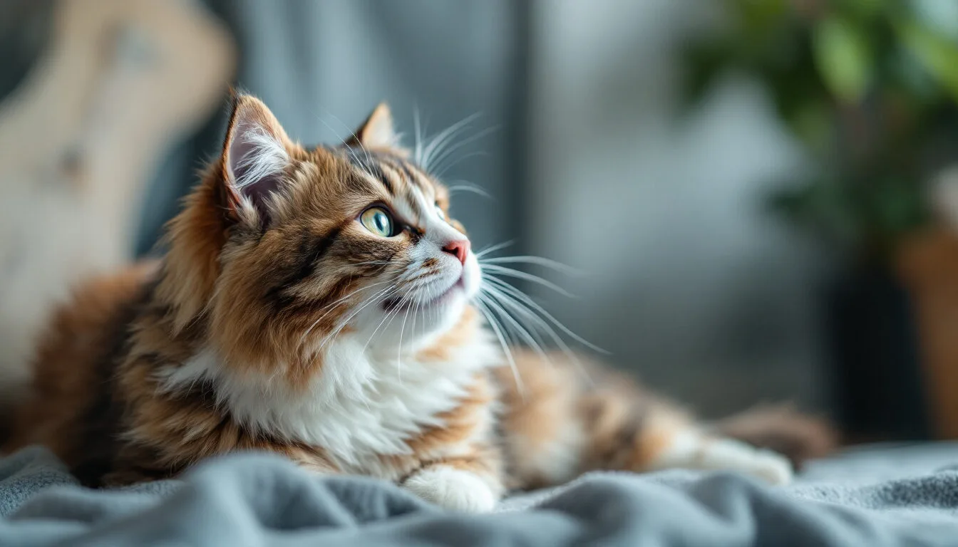 chat profitant de l'air frais d'un ventilateur