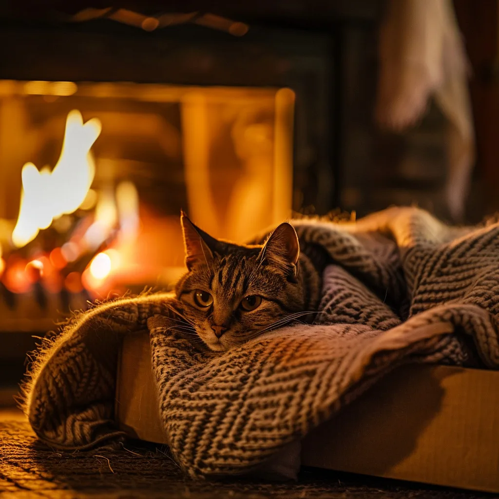 un chat dans une boite confortable