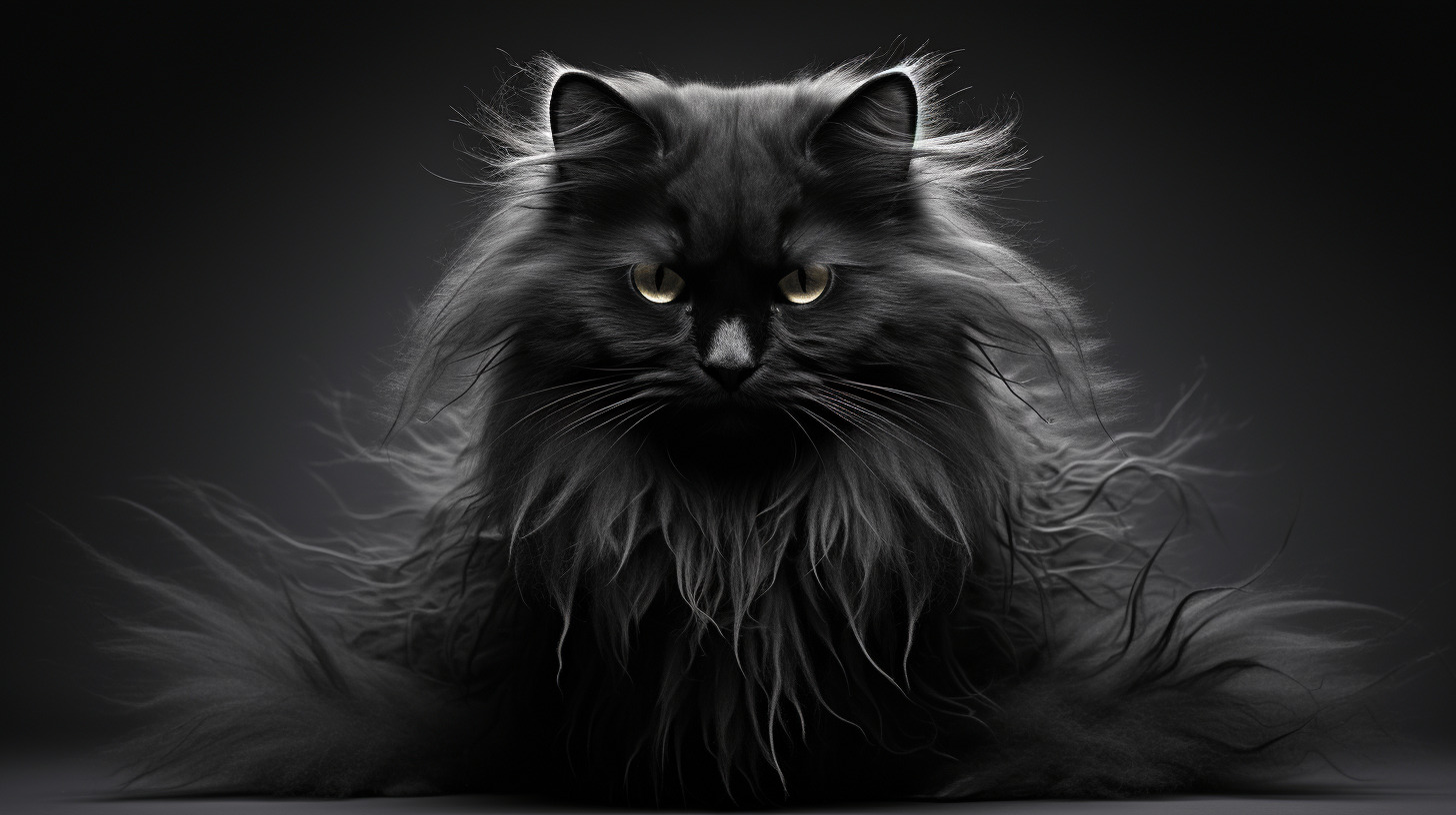chat &agrave; poil long noir