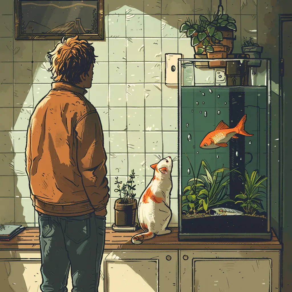 cohabitation du chat avec les poissons