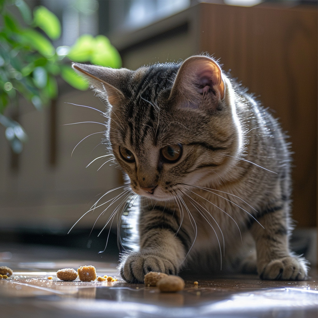 Lutter contre l'ennuis des chats. La nourriture moment ludique.